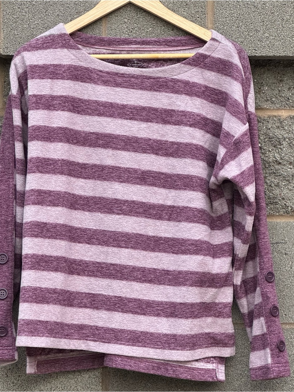 Women’s St. John’s Bay Active Heathered Purple Stripe Top Medium